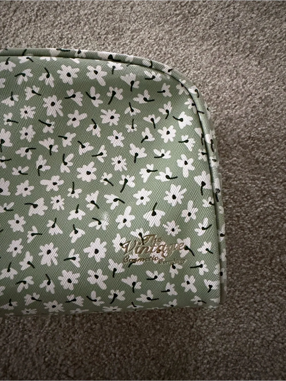 Floral Cosmetic Pouch in Sage Green